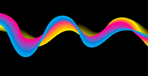 blended rainbow made up of CMYK. Representing the colour output necessary for The Printed Image printing